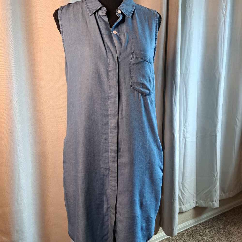 Denim shirt dress with pockets